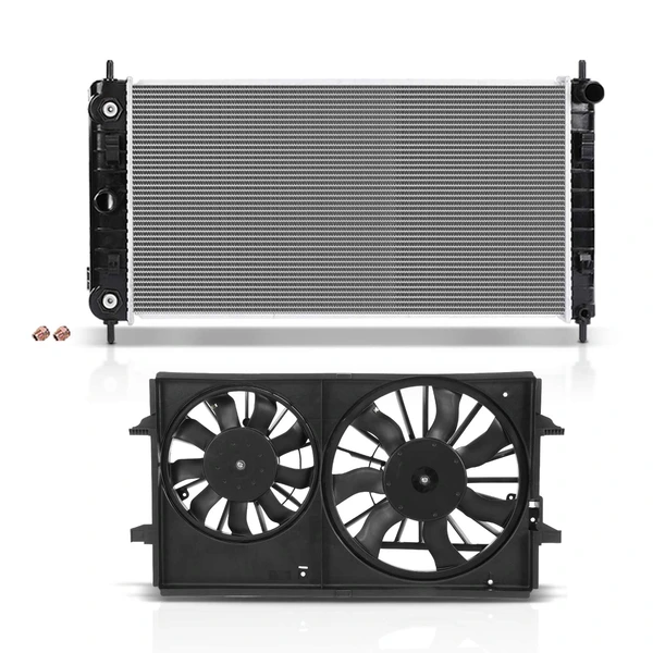 2 Pcs Radiator & Cooling Fan Assembly Kit for Chevrolet Malibu 2004-2008 L4 2.2L