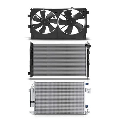 3 Pcs Radiator & AC Condenser & Cooling Fan Kit