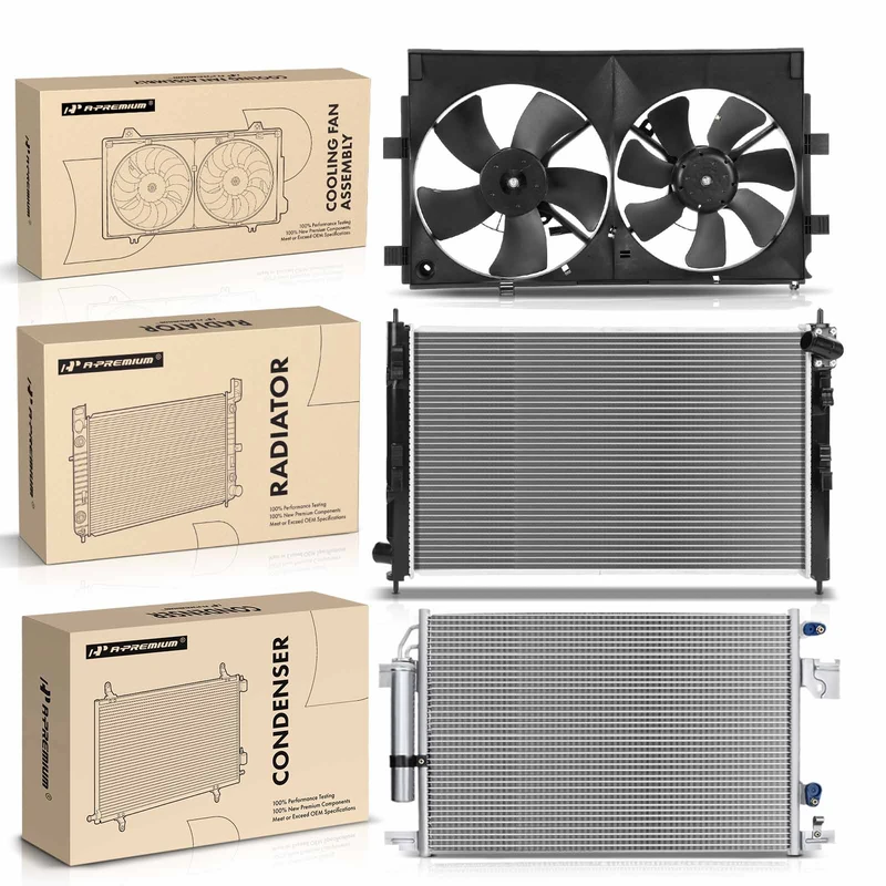 3 Pcs Radiator & AC Condenser & Cooling Fan Kit for Mitsubishi Outlander L4 2.4L
