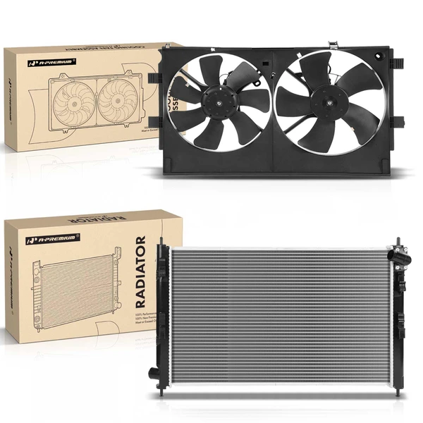 2 Pcs Radiator & Cooling Fan Assembly Kit for Mitsubishi Lancer 2008-2014 RVR