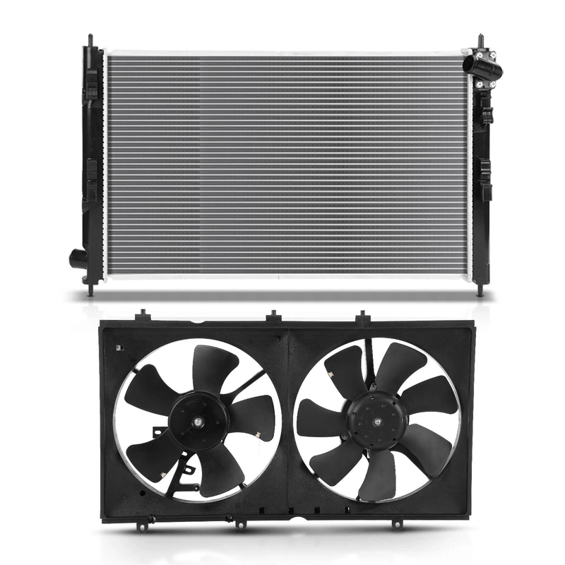 2 Pcs Radiator & Cooling Fan Assembly Kit for Mitsubishi Lancer 2008-2014 L4 2.0L