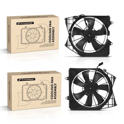 2 Pcs Left & Right Radiator & AC Condenser Cooling Fan Assembly