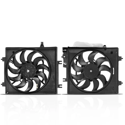 2 Pcs Radiator & AC Condenser Cooling Fan Assembly with Shroud