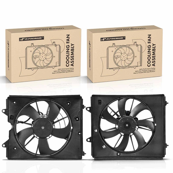 2 Pcs Left & Right Radiator Cooling Fan Assembly with Shroud for Honda Odyssey 11-17
