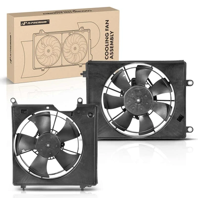 2 Pcs Left & Right AC Condenser Cooling Fan Assembly with Shroud