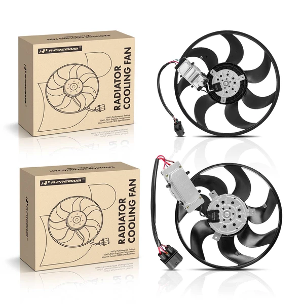 2 Pcs Left & Right Radiator Cooling Fan Assembly for Audi Q7 09-13 VW Touareg V6 3.0L 3.6L