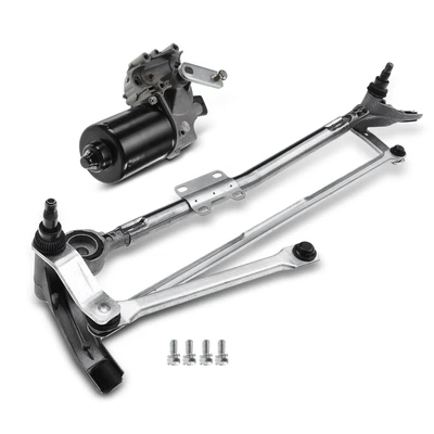 2 Pc Front Windshield Wiper Linkage Assembly with Motor