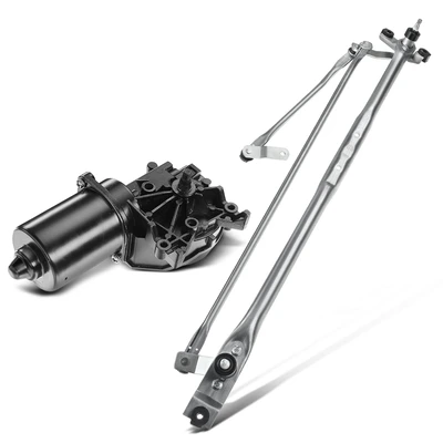2 Pc Front Windshield Wiper Linkage Assembly with Motor