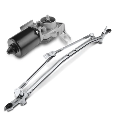 2 Pc Front Windshield Wiper Linkage Assembly with Motor