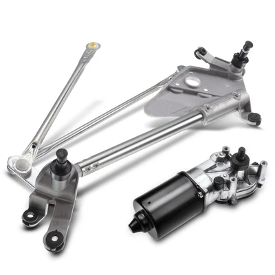 2 Pc Front Windshield Wiper Linkage Assembly with Motor
