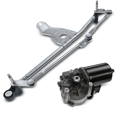 2 Pc Front Windshield Wiper Linkage Assembly with Motor