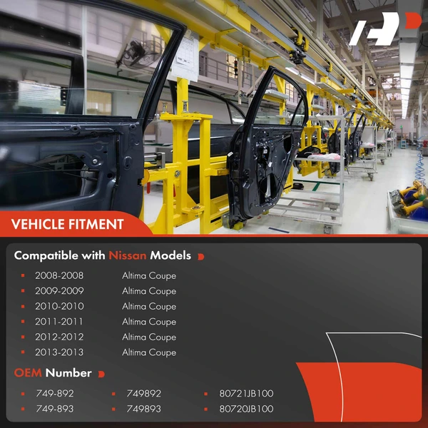 2 Pcs Front Power Window Regulator without Motor for Nissan Altima 2008-2013 Coupe