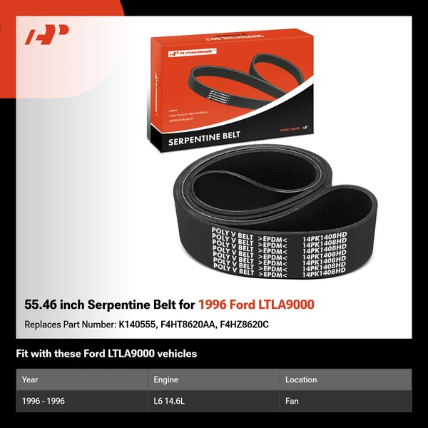 55.46 inch Serpentine Belt for 1996 Ford LTLA9000