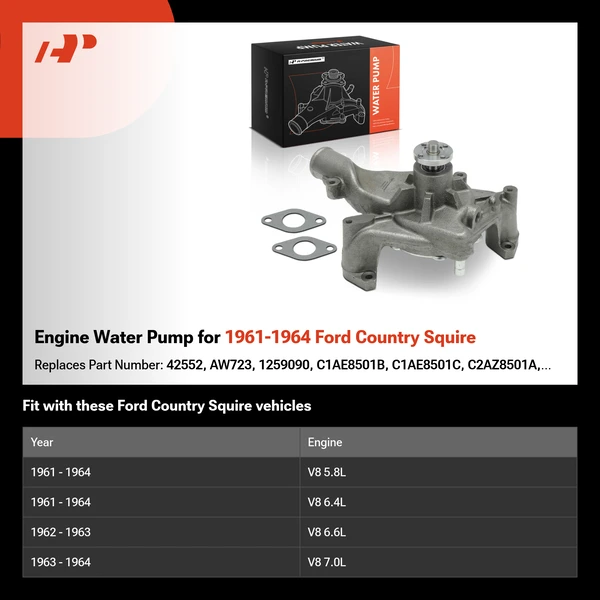 Engine Water Pump for 1961-1964 Ford Country Squire