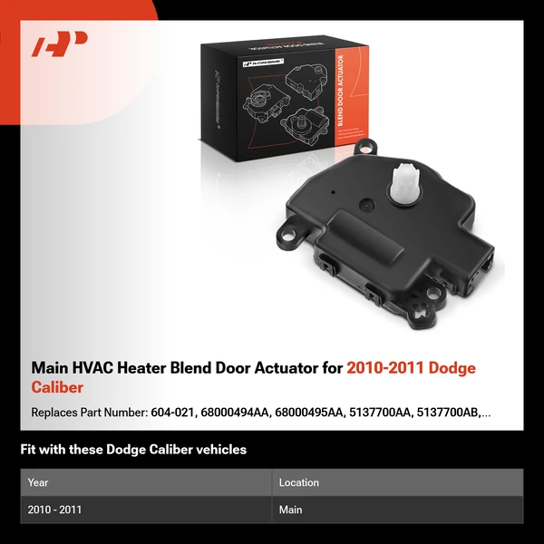 Main HVAC Heater Blend Door Actuator for 2010-2011 Dodge Caliber