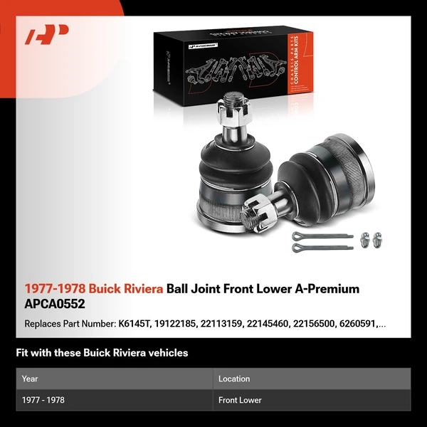 1977-1978 Buick Riviera Ball Joint Front Lower A-Premium APCA0552