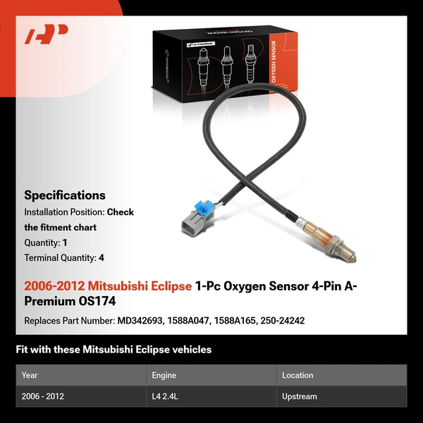2006-2012 Mitsubishi Eclipse 1-Pc Oxygen Sensor 4-Pin A-Premium OS174