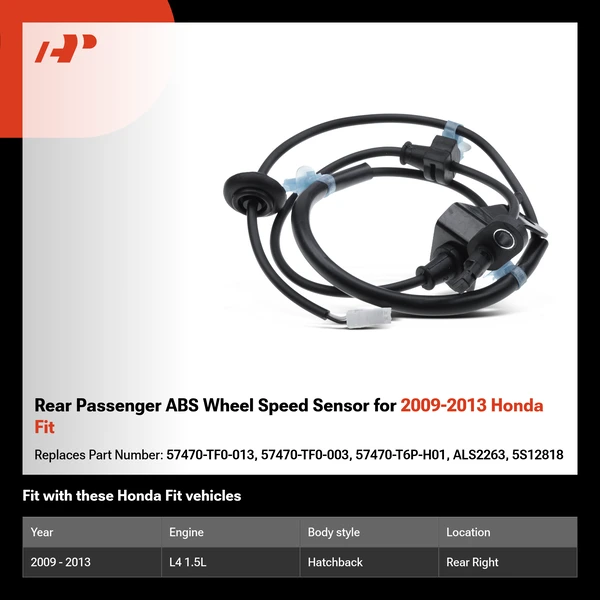 Rear Passenger ABS Wheel Speed Sensor for 2009-2013 Honda Fit