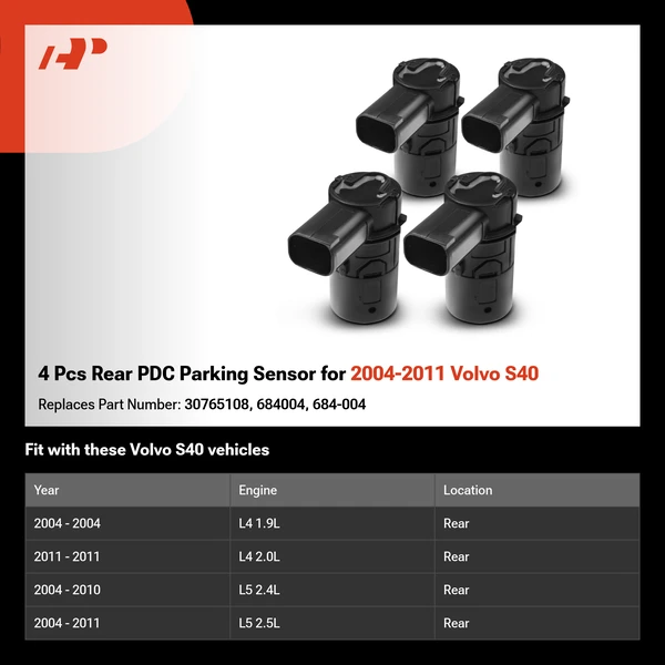 4 Pcs Rear PDC Parking Sensor for 2004-2011 Volvo S40