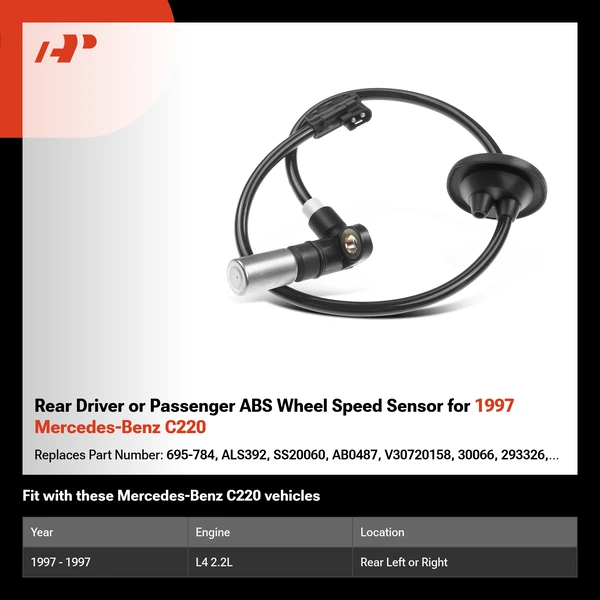 Rear Driver or Passenger ABS Wheel Speed Sensor for 1997 Mercedes-Benz C220