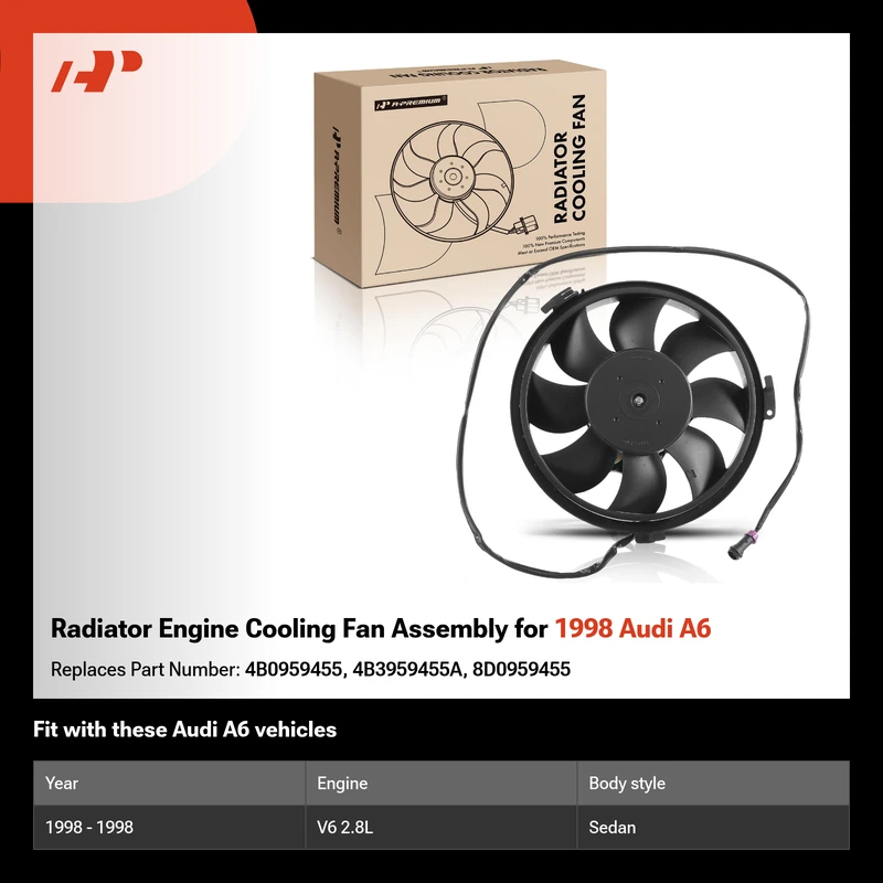 Radiator Engine Cooling Fan Assembly for 1998 Audi A6