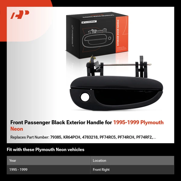 Front Passenger Black Exterior Handle for 1995-1999 Plymouth Neon