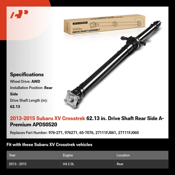 2013-2015 Subaru XV Crosstrek 62.13 in. Drive Shaft Rear Side A-Premium APDS0520