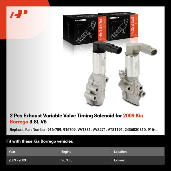 2 Pcs Exhaust Variable Valve Timing Solenoid for 2009 Kia Borrego 3.8L V6