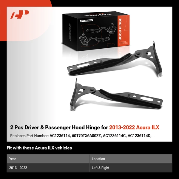 2 Pcs Driver & Passenger Hood Hinge for 2013-2022 Acura ILX