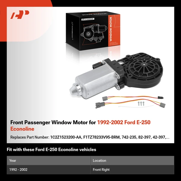 Front Passenger Window Motor for 1992-2002 Ford E-250 Econoline