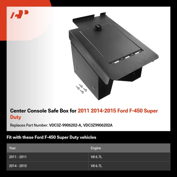Center Console Safe Box for 2011 2014-2015 Ford F-450 Super Duty