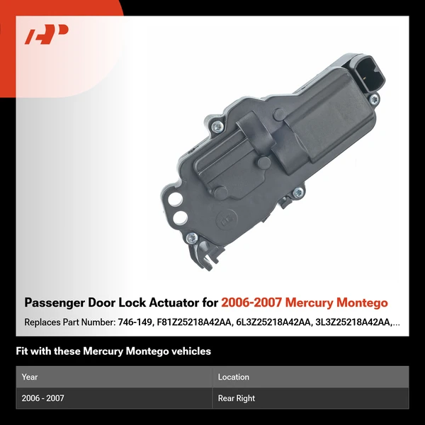 Passenger Door Lock Actuator for 2006-2007 Mercury Montego