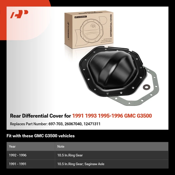 Rear Differential Cover for 1991 1993 1995-1996 GMC G3500