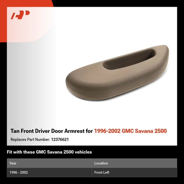 Tan Front Driver Door Armrest for 1996-2002 GMC Savana 2500