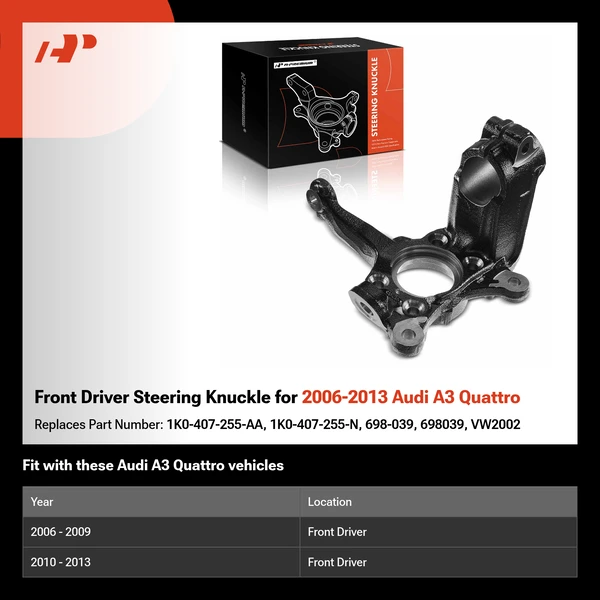 Front Driver Steering Knuckle for 2006-2013 Audi A3 Quattro