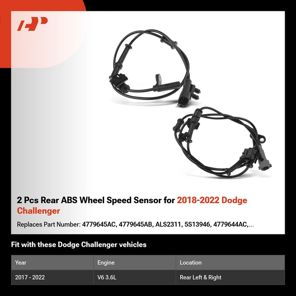 2 Pcs Rear ABS Wheel Speed Sensor for 2018-2022 Dodge Challenger