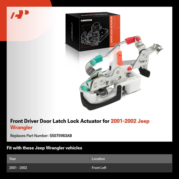 Front Driver Door Latch Lock Actuator for 2001-2002 Jeep Wrangler