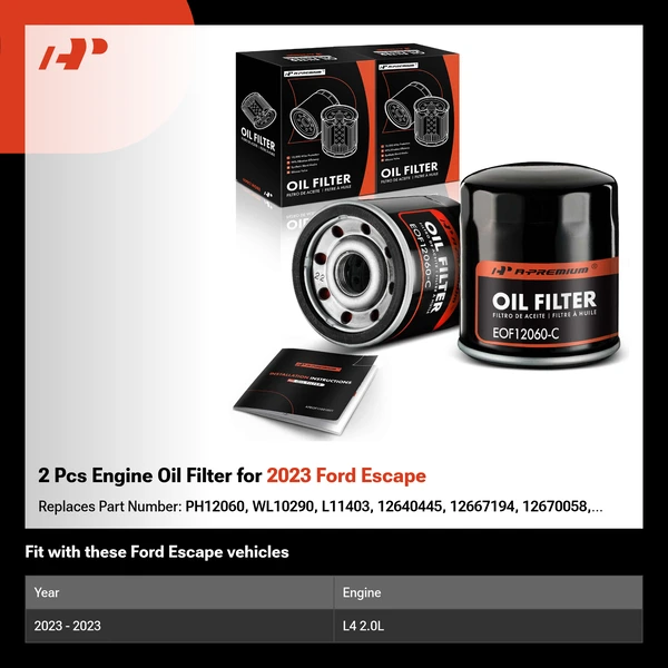 2 Pcs Engine Oil Filter for 2023 Ford Escape
