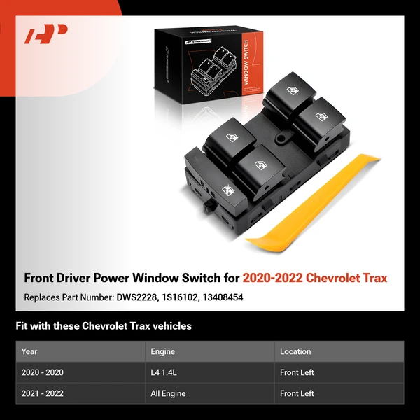 Front Driver Power Window Switch for 2020-2022 Chevrolet Trax