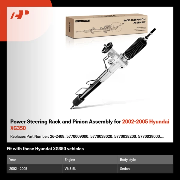Power Steering Rack and Pinion Assembly for 2002-2005 Hyundai XG350