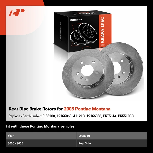 Rear Disc Brake Rotors for 2005 Pontiac Montana