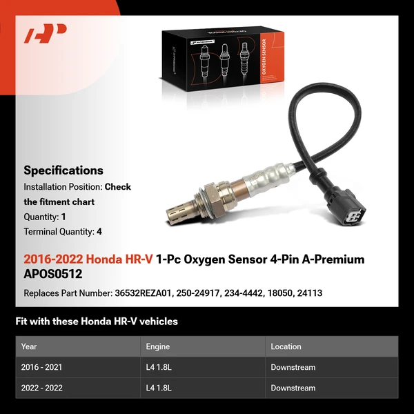2016-2022 Honda HR-V 1-Pc Oxygen Sensor 4-Pin A-Premium APOS0512