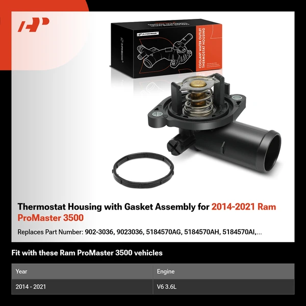 Thermostat Housing with Gasket Assembly for 2014-2021 Ram ProMaster 3500