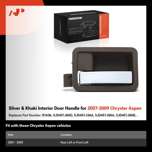 Silver & Khaki Interior Door Handle for 2007-2009 Chrysler Aspen
