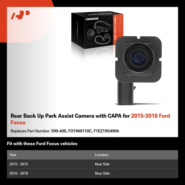 Rear Back Up Park Assist Camera with CAPA for 2015-2018 Ford Focus