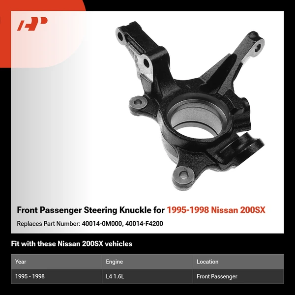 Front Passenger Steering Knuckle for 1995-1998 Nissan 200SX