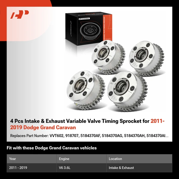 4 Pcs Intake & Exhaust Variable Valve Timing Sprocket for 2011-2019 Dodge Grand Caravan