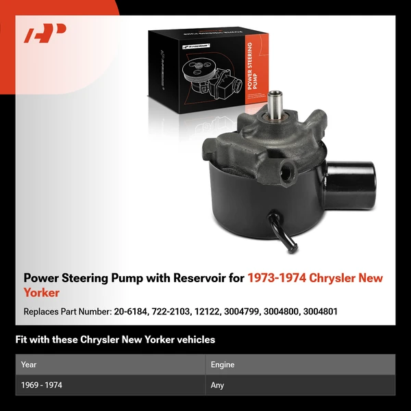 Power Steering Pump with Reservoir for 1973-1974 Chrysler New Yorker