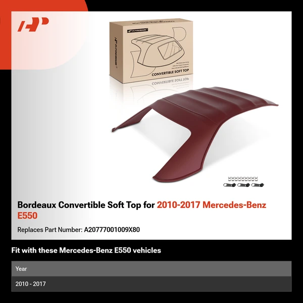 Bordeaux Convertible Soft Top for 2010-2017 Mercedes-Benz E550