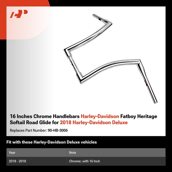 16 Inches Chrome Handlebars Harley-Davidson Fatboy Heritage Softail Road Glide for 2018 Harley-Davidson Deluxe